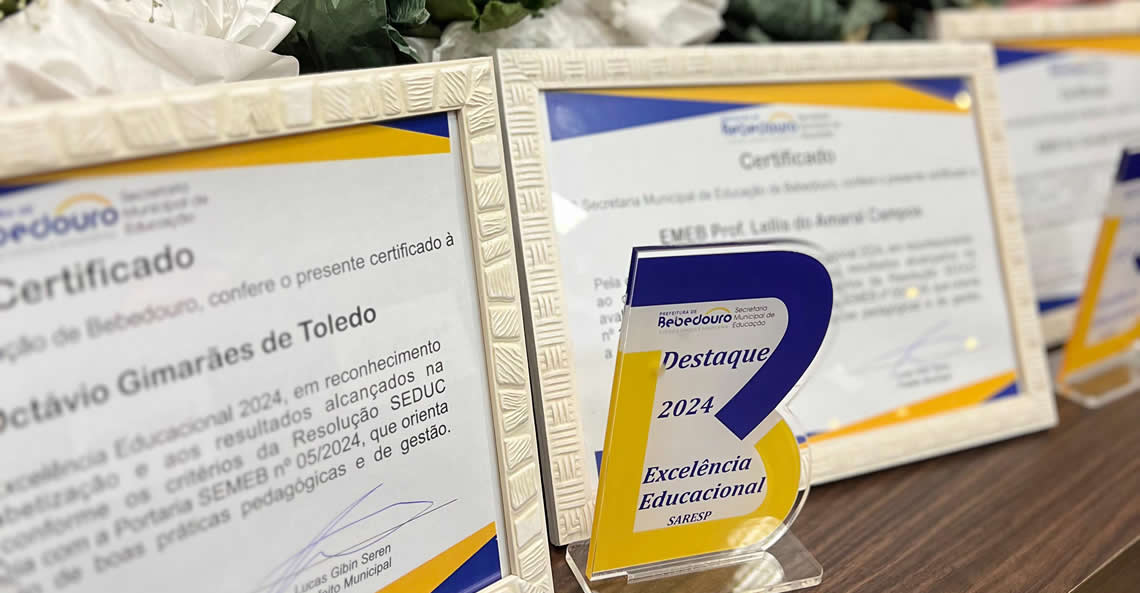 Bebedouro celebra avanços na Educação com assinatura de convênio e entrega do Prêmio Excelência Educacional